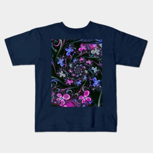 Blue pink flower pattern Kids T-Shirt